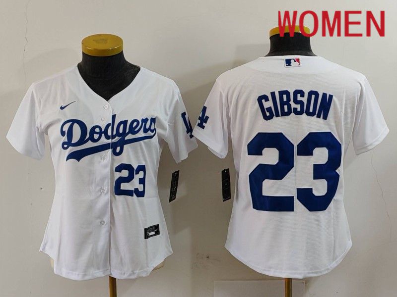 Women Los Angeles Dodgers #23 Gibson White Nike Game 2024 MLB Jersey style 4